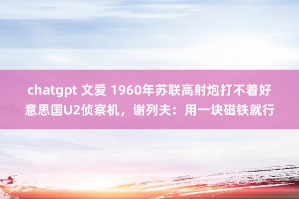 chatgpt 文爱 1960年苏联高射炮打不着好意思国U2侦察机，谢列夫：用一块磁铁就行