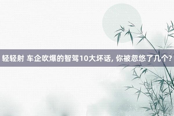 轻轻射 车企吹爆的智驾10大坏话, 你被忽悠了几个?