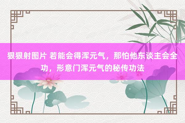 狠狠射图片 若能会得浑元气，那怕他东谈主会全功，形意门浑元气的秘传功法