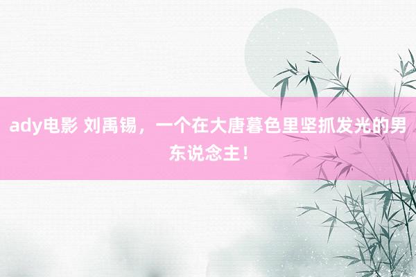 ady电影 刘禹锡，一个在大唐暮色里坚抓发光的男东说念主！