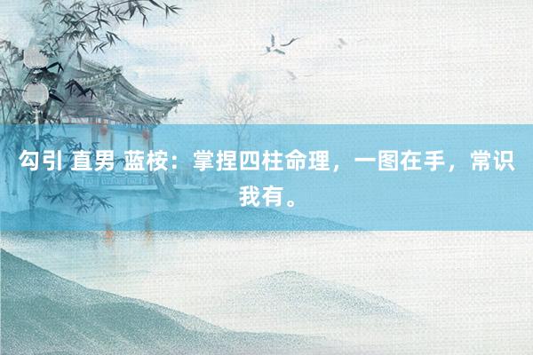 勾引 直男 蓝桉：掌捏四柱命理，一图在手，常识我有。