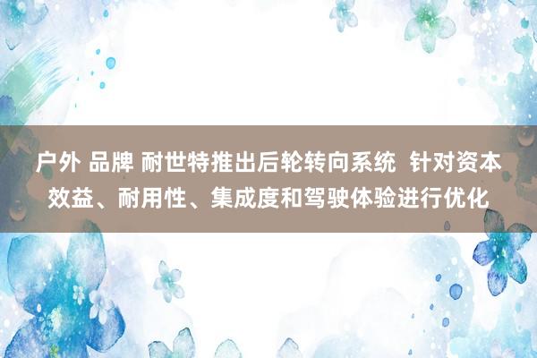 户外 品牌 耐世特推出后轮转向系统  针对资本效益、耐用性、集成度和驾驶体验进行优化